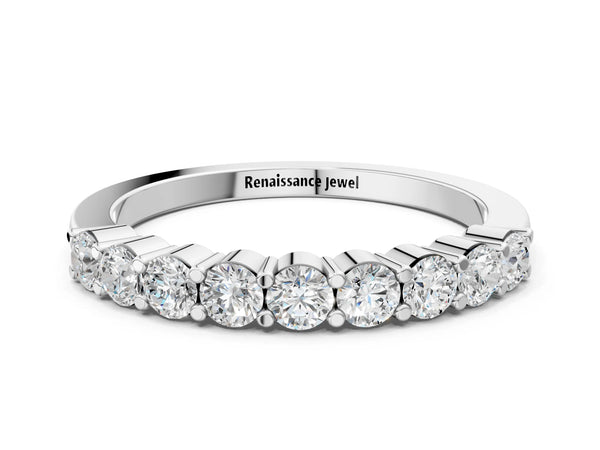 Platinum Round Diamond Prong Set Half-Eternity Band