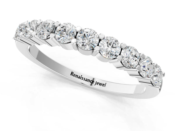 White gold Round Diamond Prong Set Half-Eternity Band