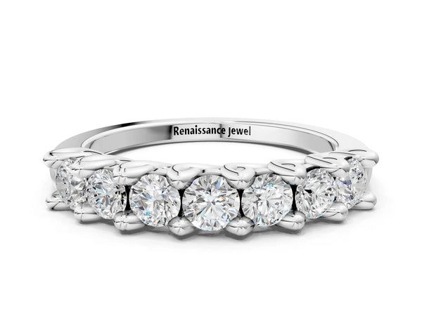Platinum Round Diamond Prong-Set Half Eternity Band