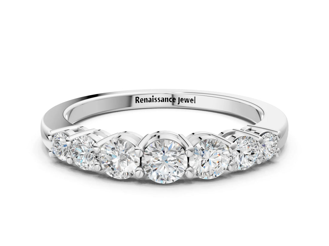 White gold Round Diamond Prong-Set Half-Eternity Band_2