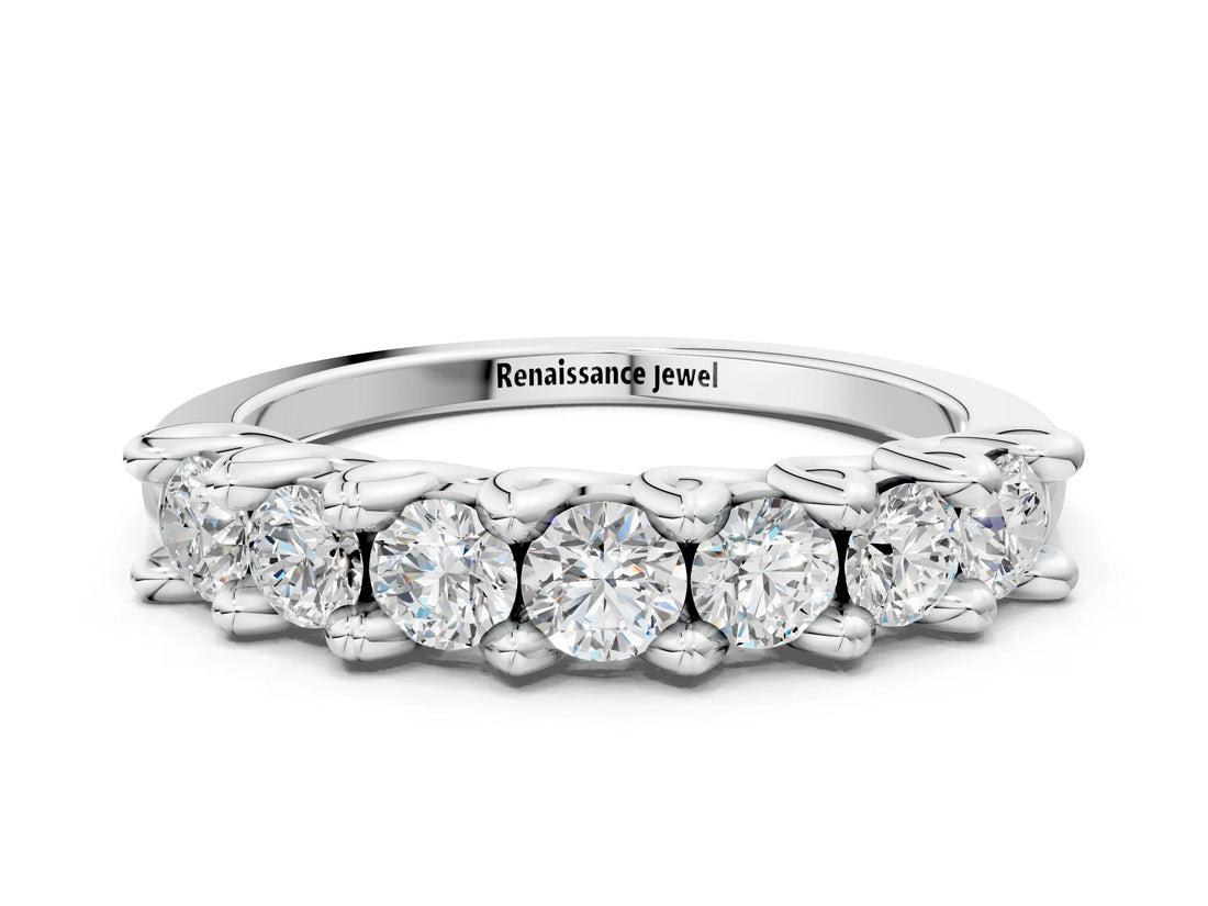White gold Round Diamond Prong-Set Half Eternity Band_2