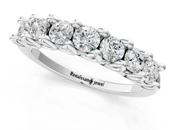 Platinum Round Diamond Prong-Set Half Eternity Band