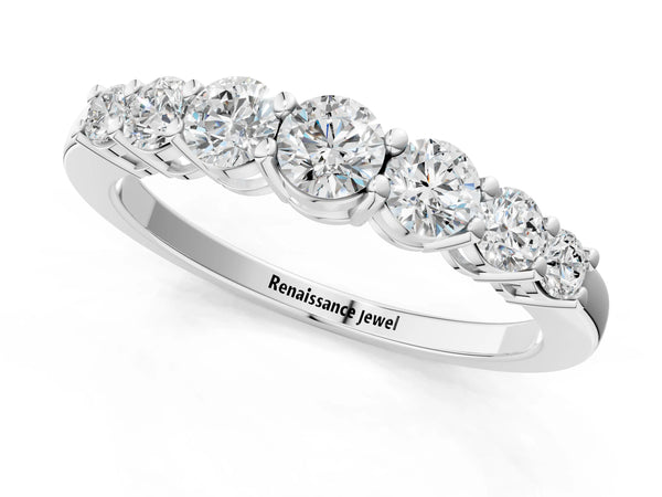 Platinum Round Diamond Prong-Set Half-Eternity Band