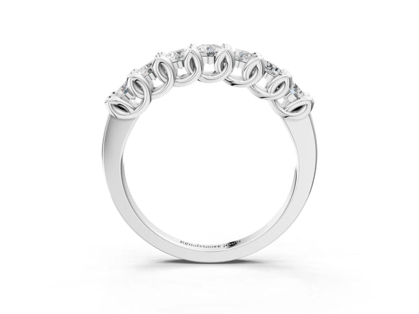 Platinum Round Diamond Prong-Set Half Eternity Band