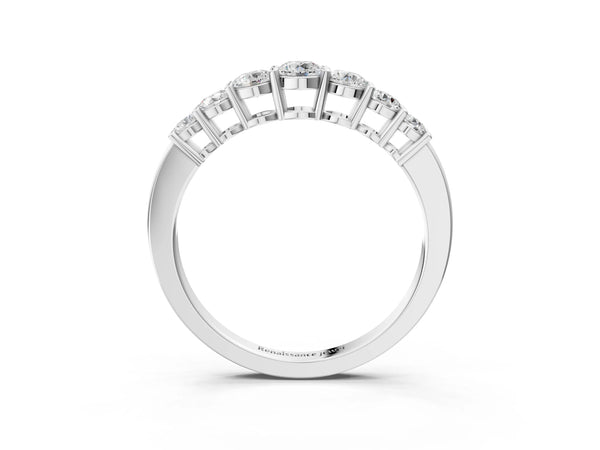 Platinum Round Diamond Prong-Set Half-Eternity Band