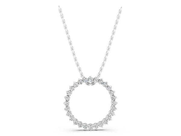White gold Round Diamond Prong-Set Halo Pendant