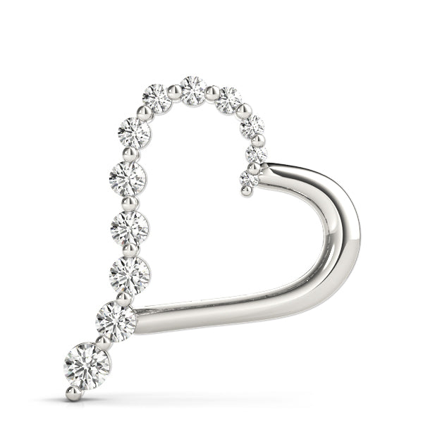 White gold Round Diamond Prong-Set Heart Pendant 1