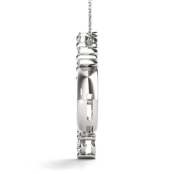 White gold Round Diamond Prong-Set Heart Pendant 2