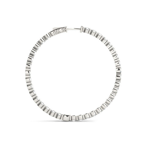 White gold Round Diamond Prong Set Hoop Earrings 2