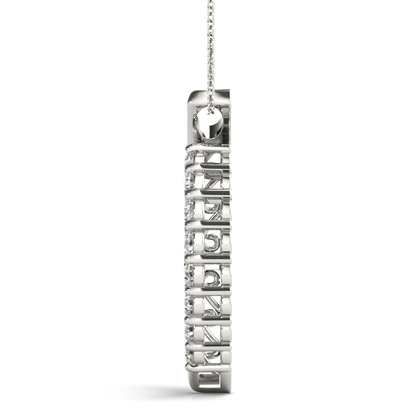 White gold Round Diamond Prong Set Marquise Pendant