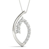White gold Round Diamond Prong Set Marquise Pendant