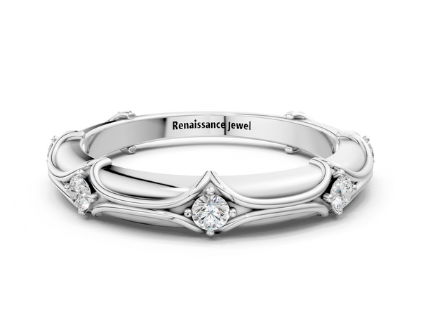 Platinum Round Diamond Prong Set Milgrain Eternity Band