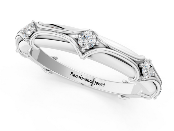 Platinum Round Diamond Prong Set Milgrain Eternity Band