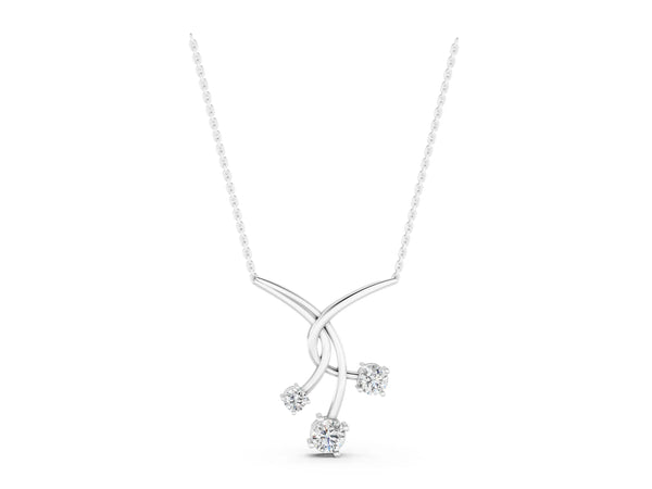White gold Round Diamond Prong Set Pendant