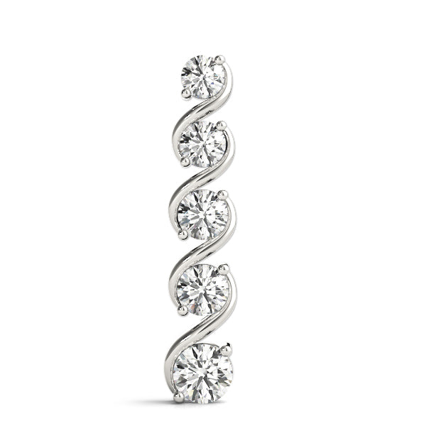 White gold Round Diamond Prong-Set Swirl Pendant