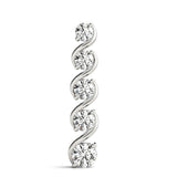 10K White Gold Round Diamond Prong-Set Swirl Pendant