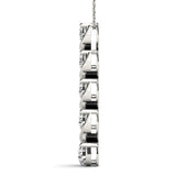 10K White Gold Round Diamond Prong-Set Swirl Pendant