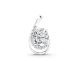 14K White Gold 1.04 Carat F VS1 Round Diamond Prong Set Swirl Pendant