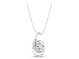 14K White Gold 1.04 Carat F VS1 Round Diamond Prong Set Swirl Pendant