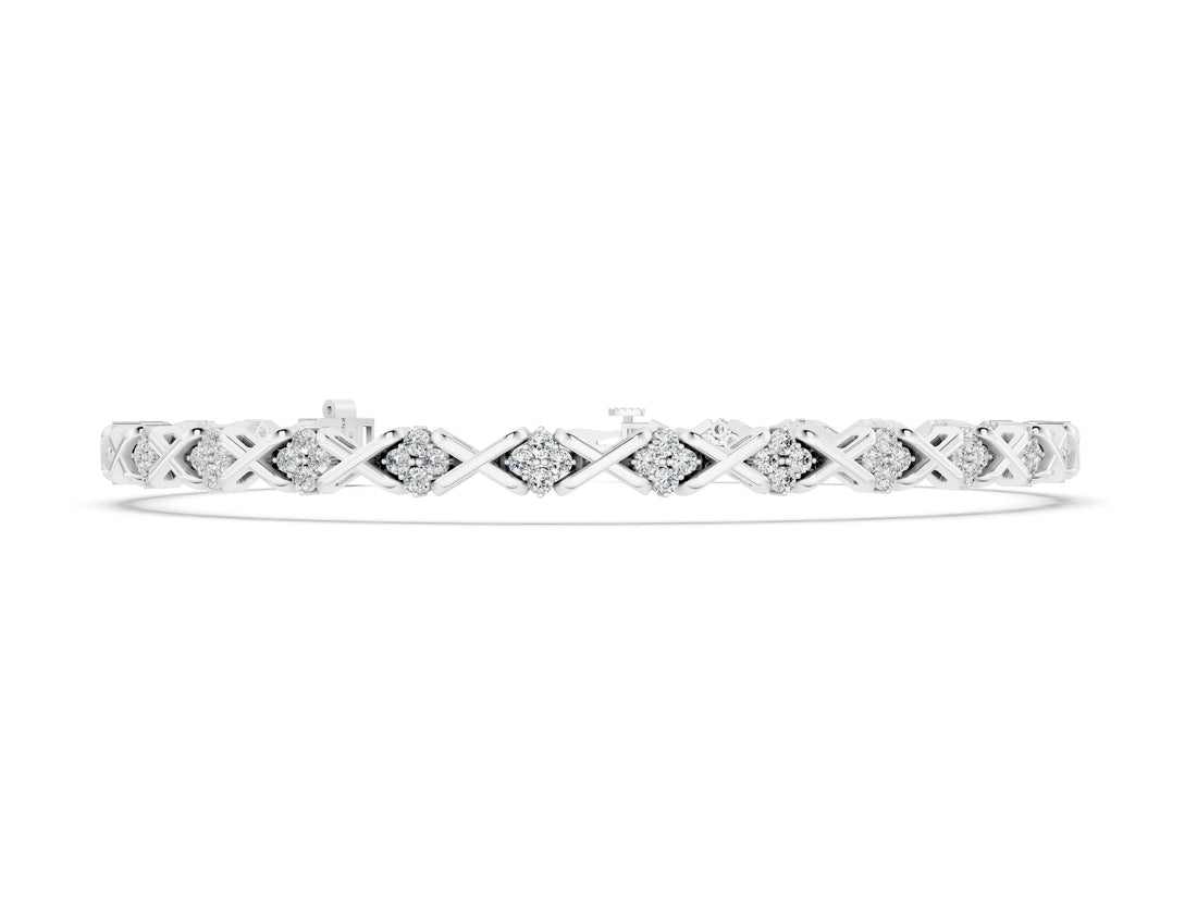 White gold Round Diamond Prong Set Tennis Bracelet with X-Link Band_6