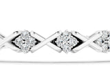 White gold Round Diamond Prong Set Tennis Bracelet with X-Link Band_7