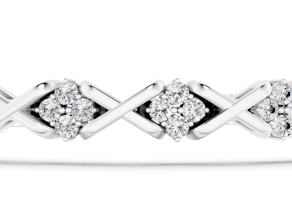 White gold Round Diamond Prong Set Tennis Bracelet with X-Link Band