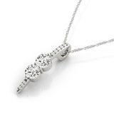 White gold Round Diamond Prong Set Vertical Pendant 1