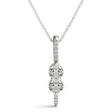 White gold Round Diamond Prong Set Vertical Pendant