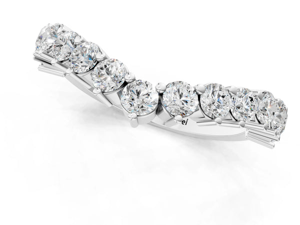 White gold Round Diamond Prong Set White Gold Curved Band