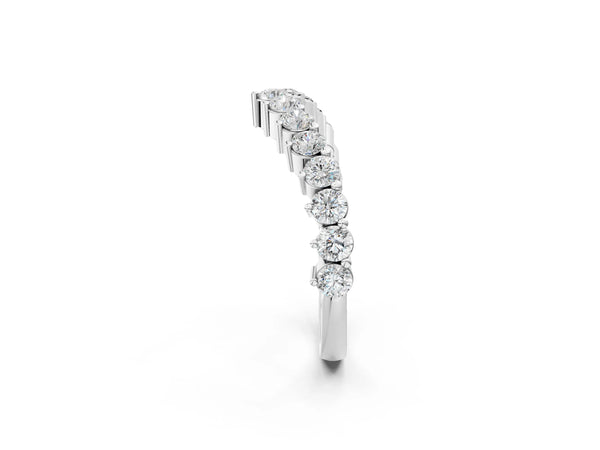White gold Round Diamond Prong Set White Gold Curved Band