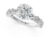 White gold Round Diamond Prong Setting with Side Stones on a Pave Band_138