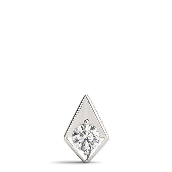White gold Round Diamond Rhombus Bezel Pendant 1