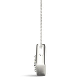 White gold Round Diamond Rhombus Bezel Pendant 2