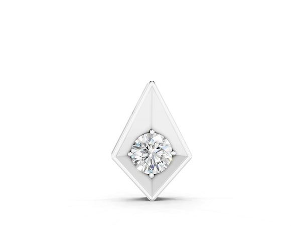 White gold Round Diamond Rhombus Bezel Pendant