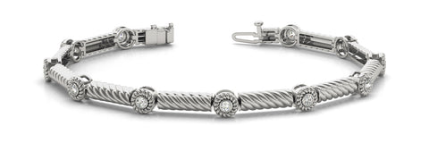 White gold Round Diamond Rope Bracelet with Bezel Setting