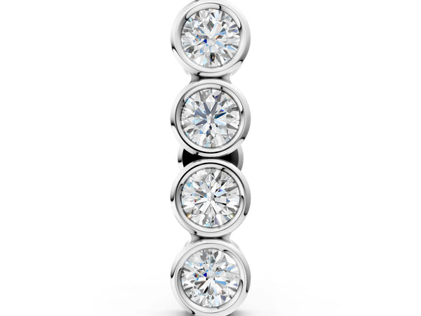 Platinum Round Diamond Row Flatback Earring