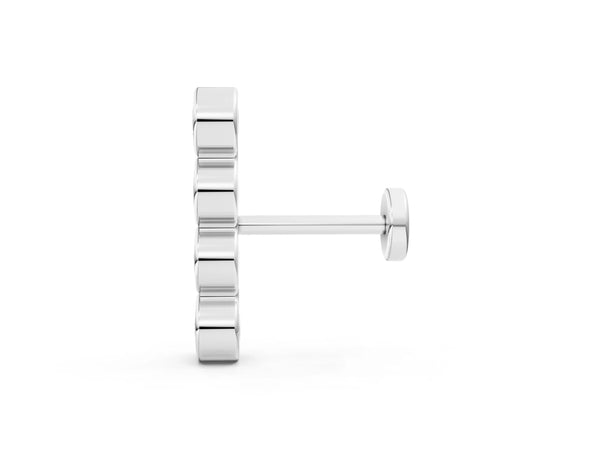 Silver Round Diamond Row Flatback Earring