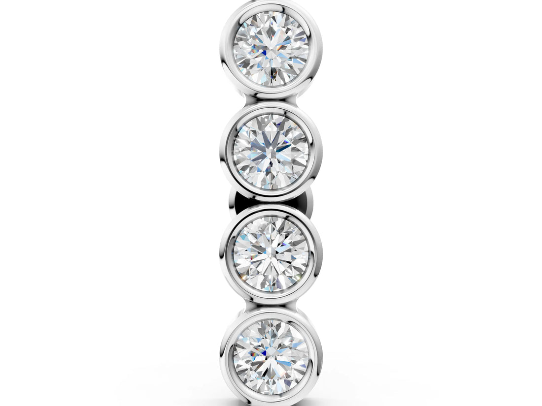 White gold Round Diamond Row Flatback Earring