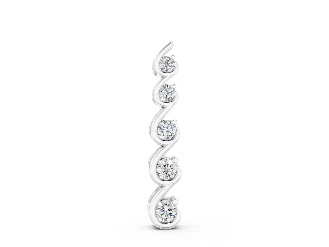 White gold Round Diamond S-Curve Prong Pendant_6