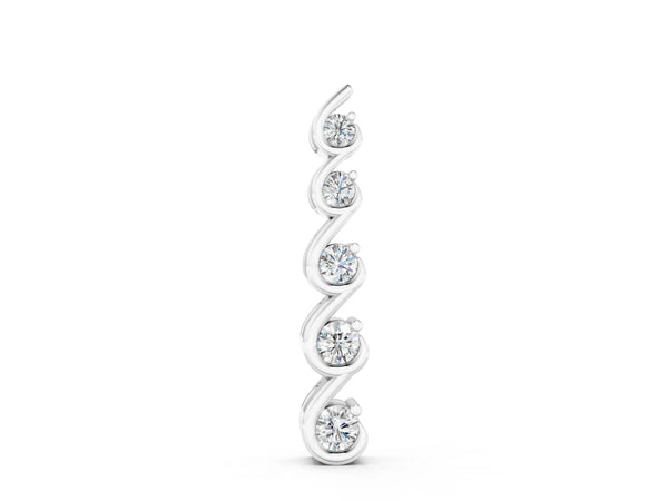 White gold Round Diamond S-Curve Prong Pendant