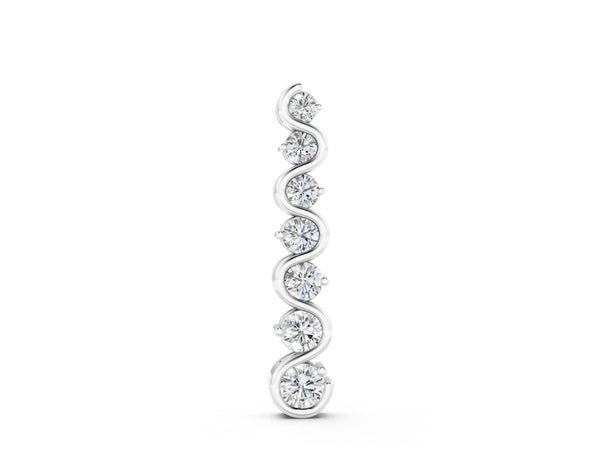 White gold Round Diamond S-Curve Prong Set Pendant