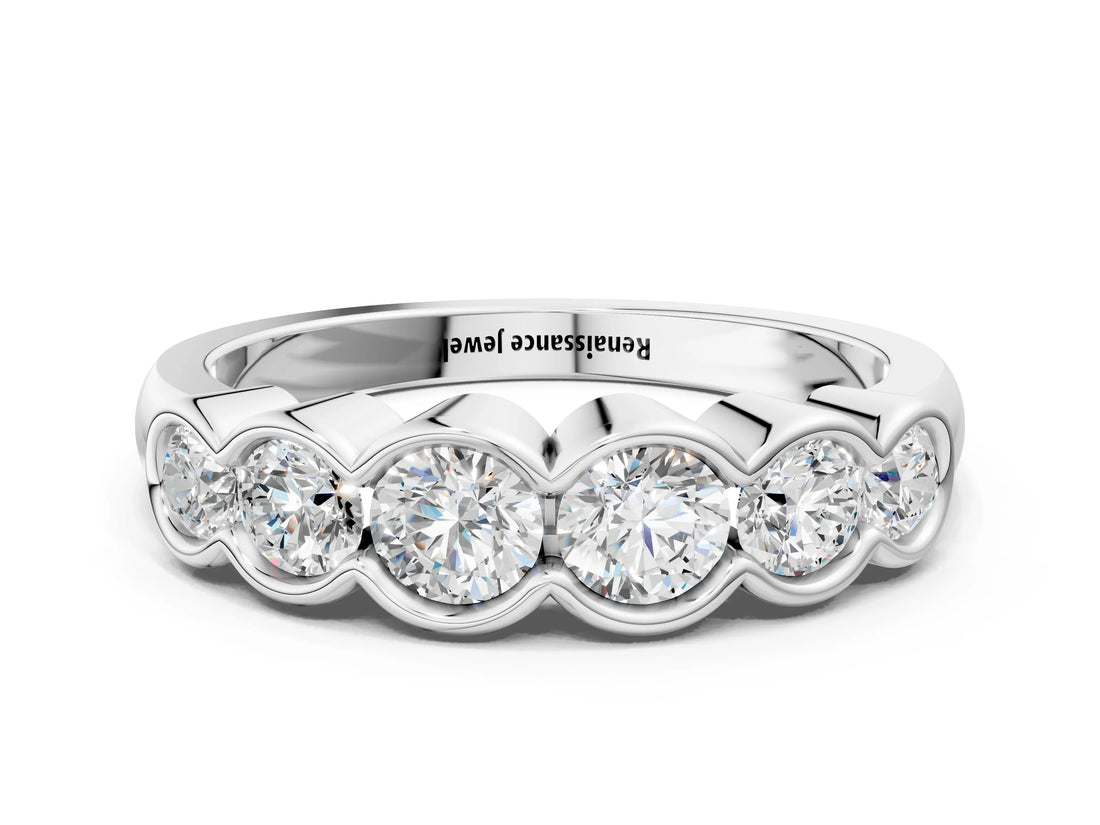 White gold Round Diamond Scalloped Bezel Set Eternity Band_12