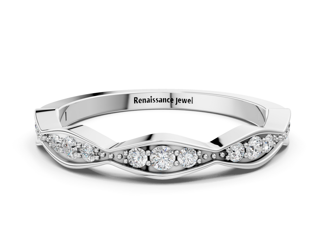 White gold Round Diamond Scalloped Pavé Eternity Band_29
