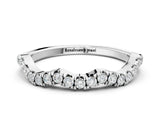 White gold Round Diamond Scalloped Pavé Wedding Band with Shared Prong Setting_12
