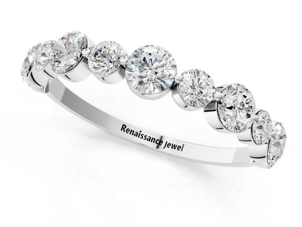 Platinum Round Diamond Scalloped Prong Set Eternity Band