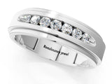 White gold Round Diamond Seven-Stone Channel Set Mens Band_1