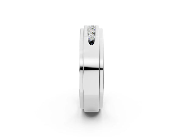 White gold Round Diamond Seven-Stone Channel Set Mens Band