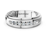 White gold Round Diamond Seven-Stone Channel Set Mens Band