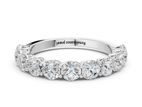Silver Round Amethyst Shared Prong Eternity Band