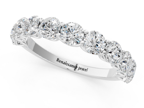 Silver Round Peridot Shared Prong Eternity Band